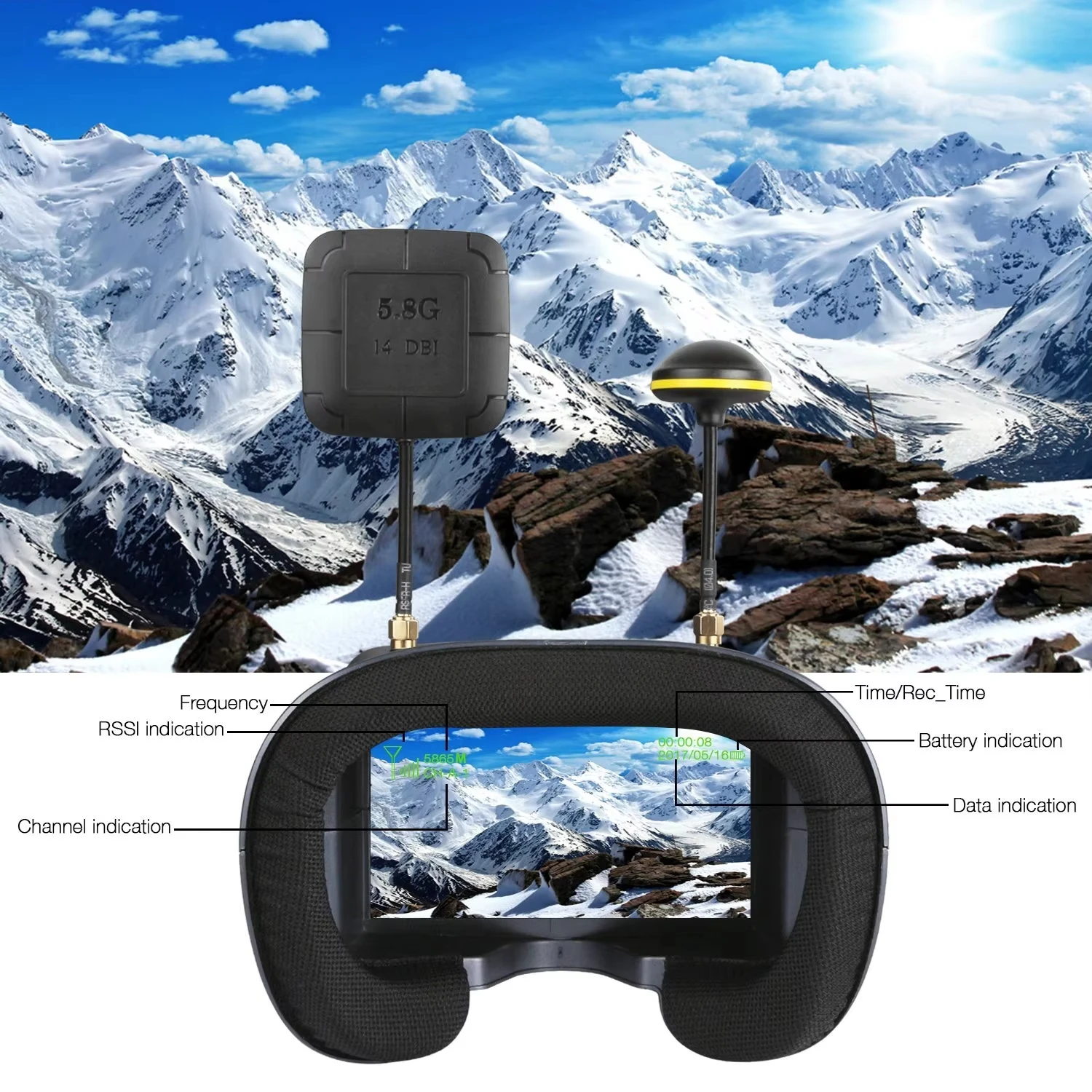 Очки FPV SkyDElEV800D 5 дюймов – обзор и цена Fpv Goggles Headset